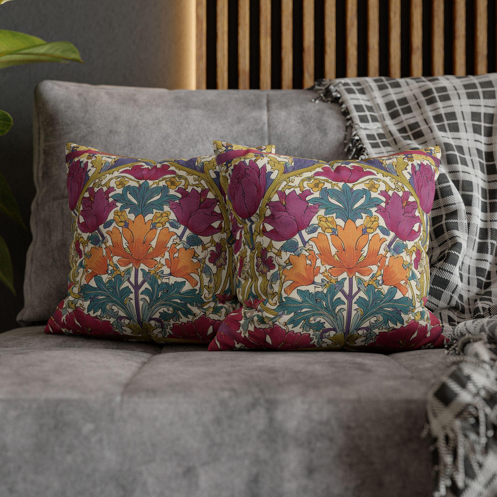 William Morris Style Hyacinth Pillow Cover: John Henry Dearle Inspired Floral