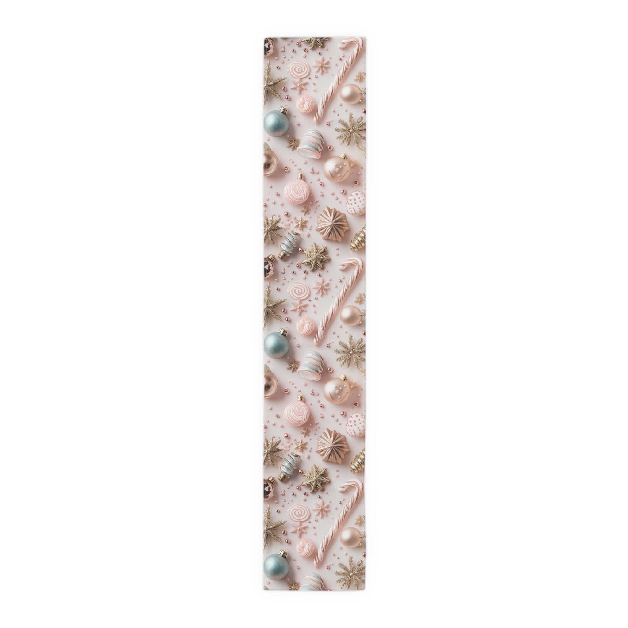 Candycore Table Runner, Pastel Pink, Minty Blue Whimsical Christmas Holiday Decor