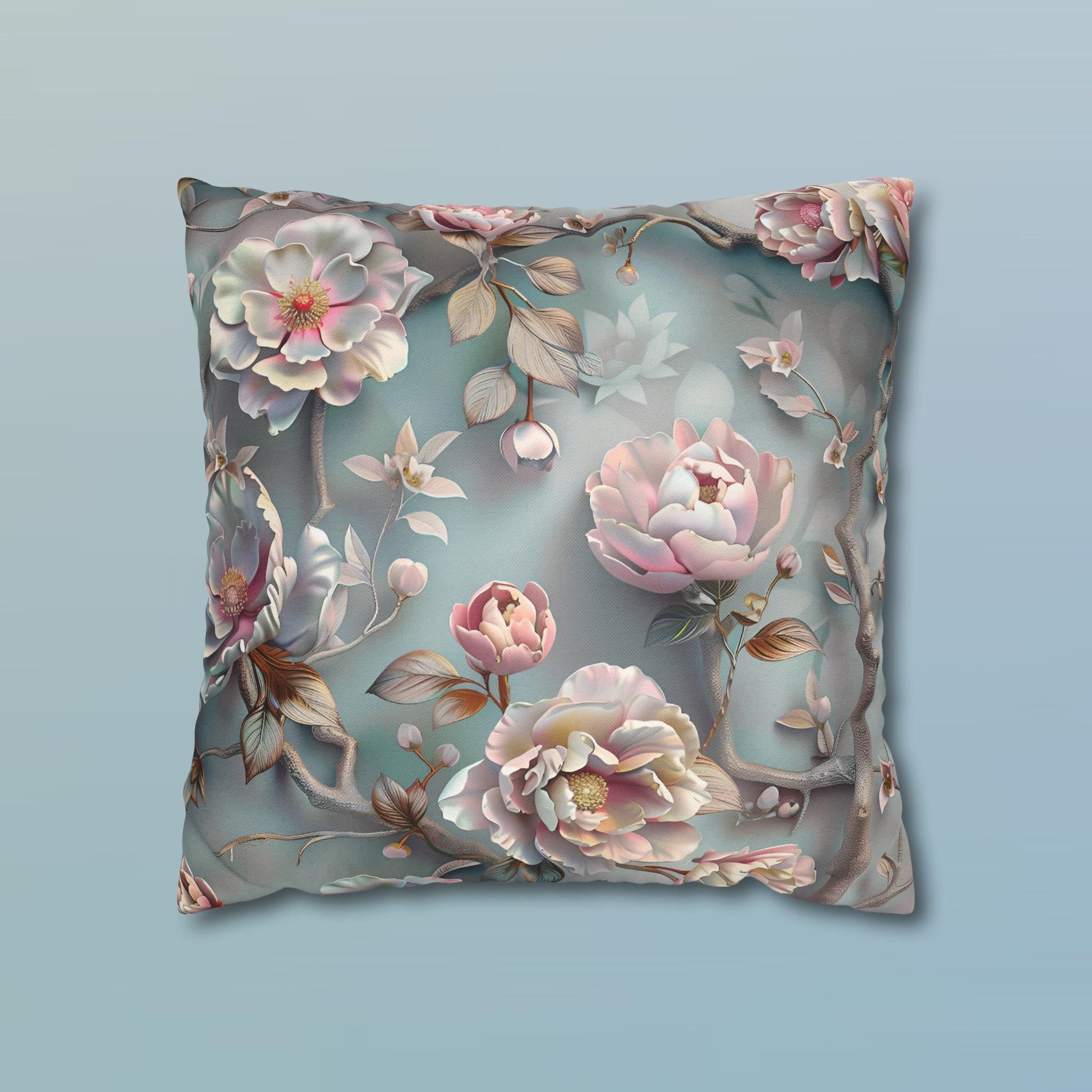 Chinoiserie Peony Pillow Cover: Pink Floral Cushion
