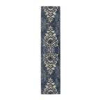 Navy Blue and Gold Damask Table Runner: Farmhouse Chic Decor