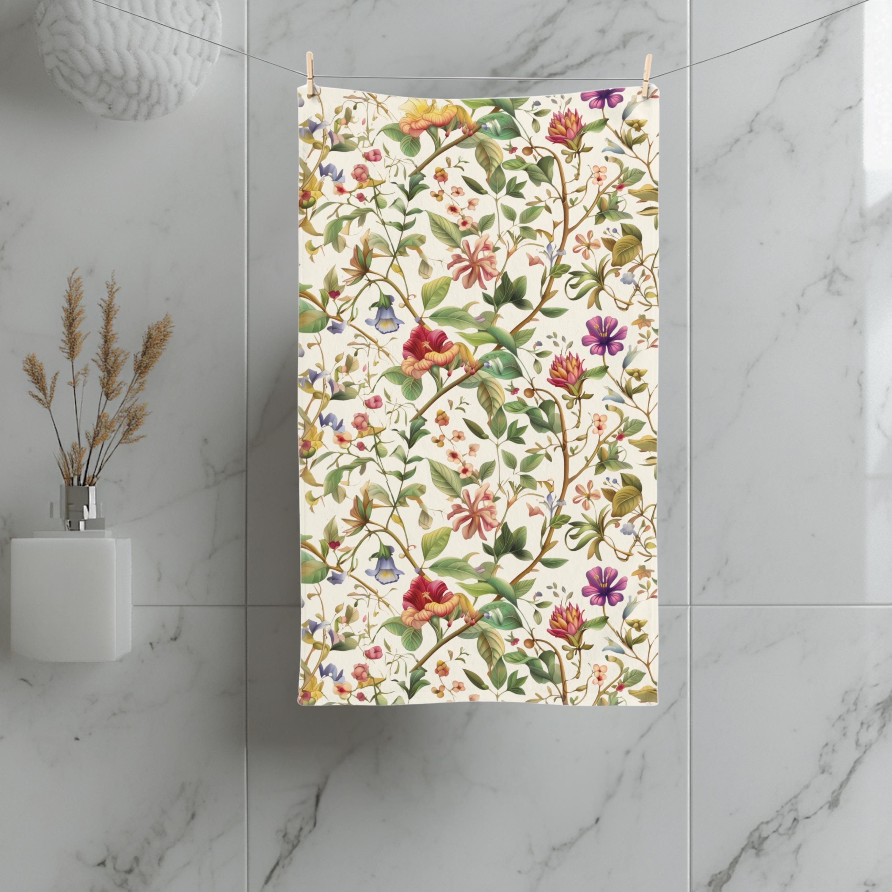 William Morris Hand Towel: Vintage Botanicals and Vines on Cream Background