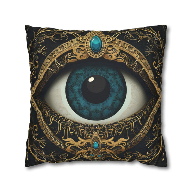 Evil Eye Symbol Pillow Cover | Protective Talisman with Baroque Embellishments | Cultural & Mystical Decor
