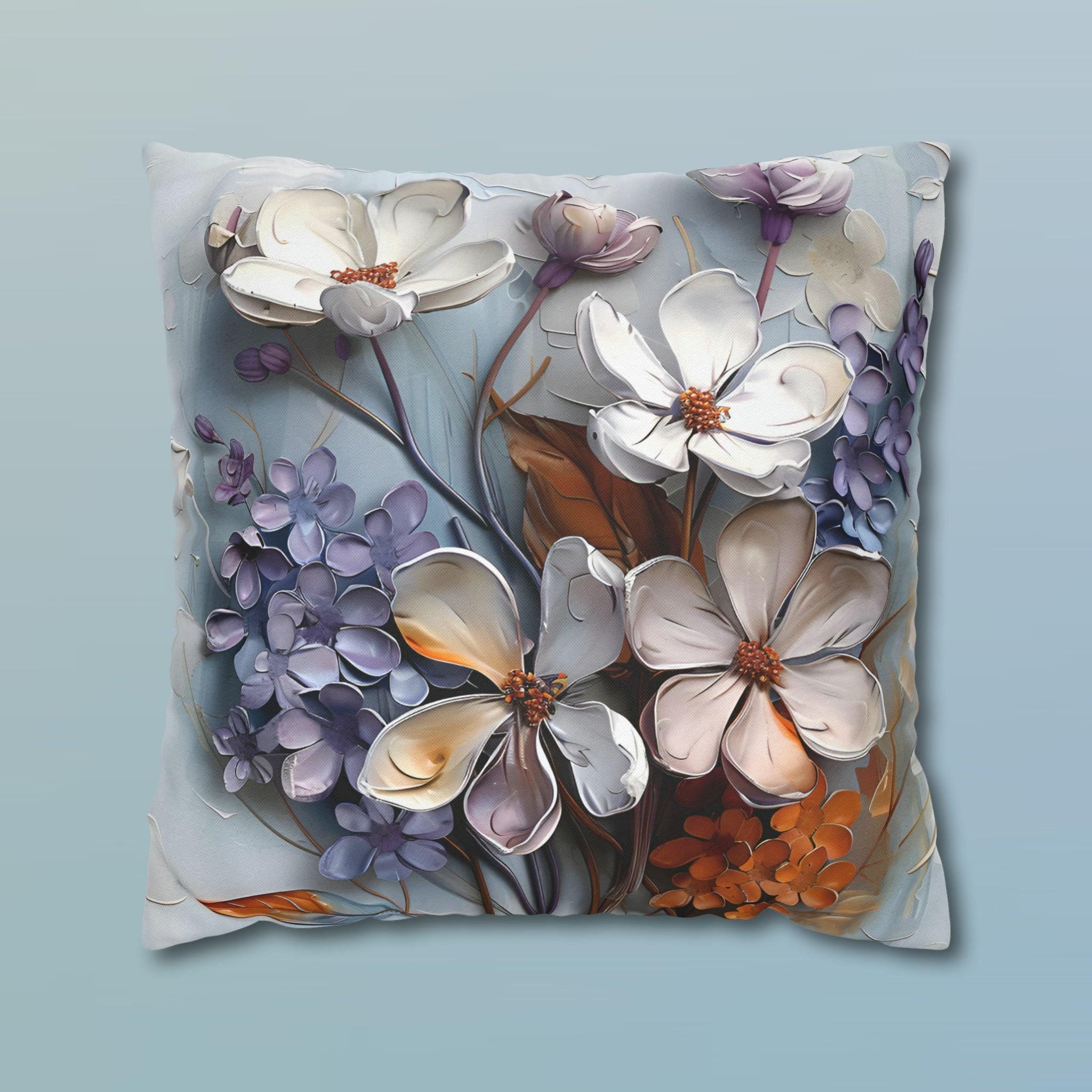 Floral Pillow Cover: Vintage Oil Painting Style, Lilac Blossoms