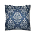 Steel Blue Damask Pillow Cover: Elegant Floral Cushion