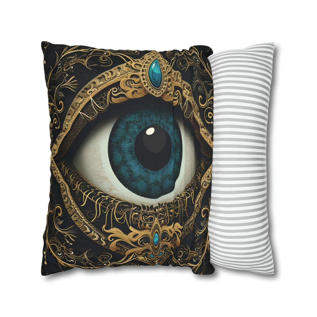 Evil Eye Symbol Pillow Cover | Protective Talisman with Baroque Embellishments | Cultural & Mystical Decor