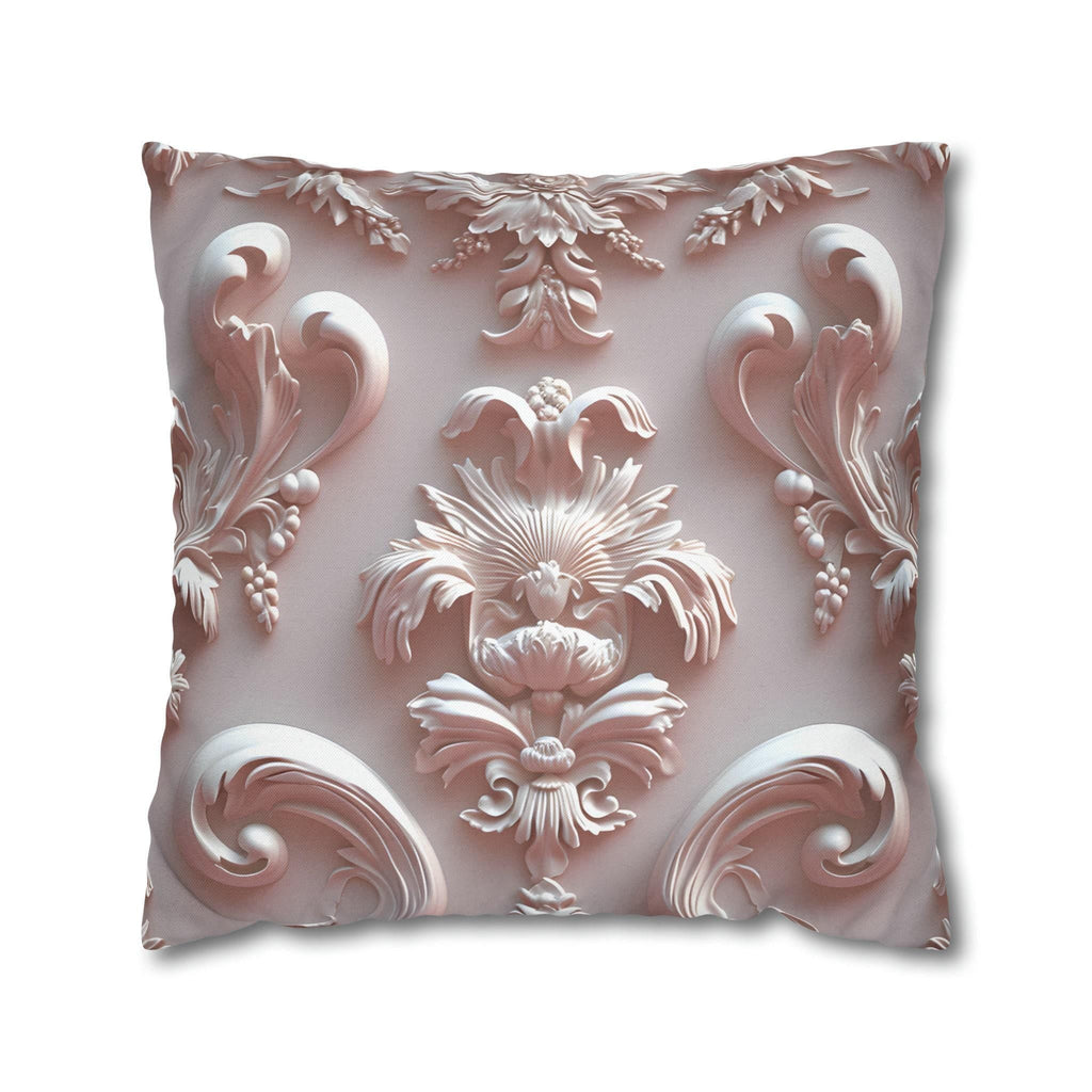Rococo Pillow Cover: Blush Pink Scrollwork Floral Design