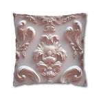Rococo Pillow Cover: Blush Pink Scrollwork Floral Design