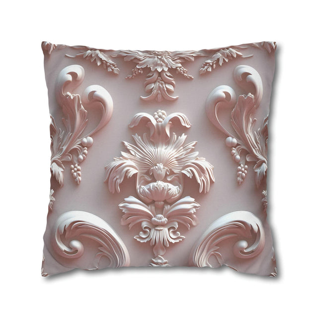 Rococo Pillow Cover: Blush Pink Scrollwork Floral Design