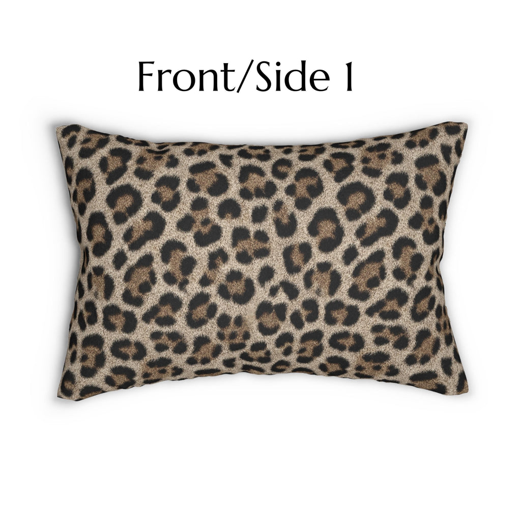 Beige Leopard Luxe Lumbar Pillow: Faux-Fur Look, Zero Cruelty
