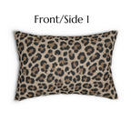 Beige Leopard Luxe Lumbar Pillow: Faux-Fur Look, Zero Cruelty
