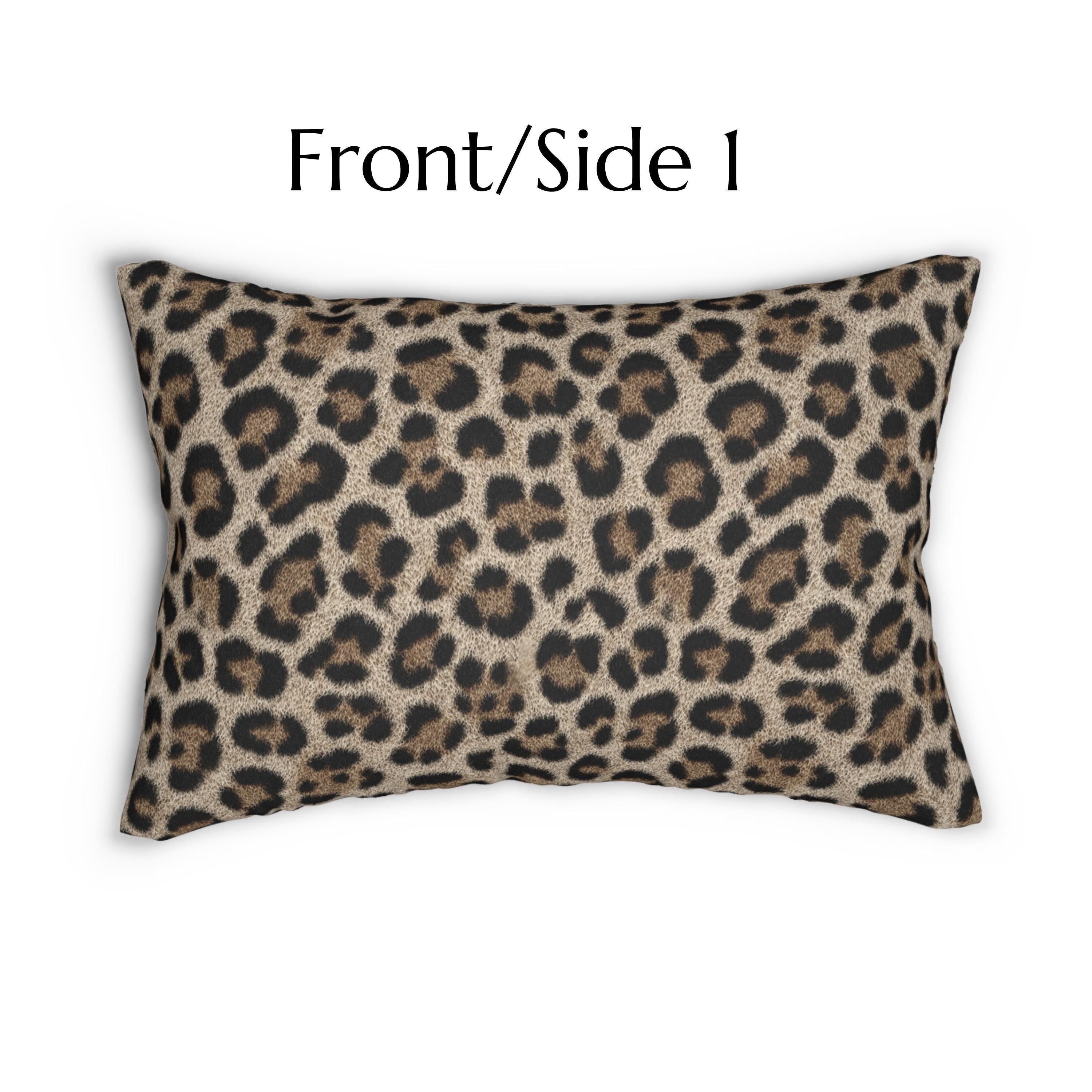 Beige Leopard Luxe Lumbar Pillow: Faux-Fur Look, Zero Cruelty
