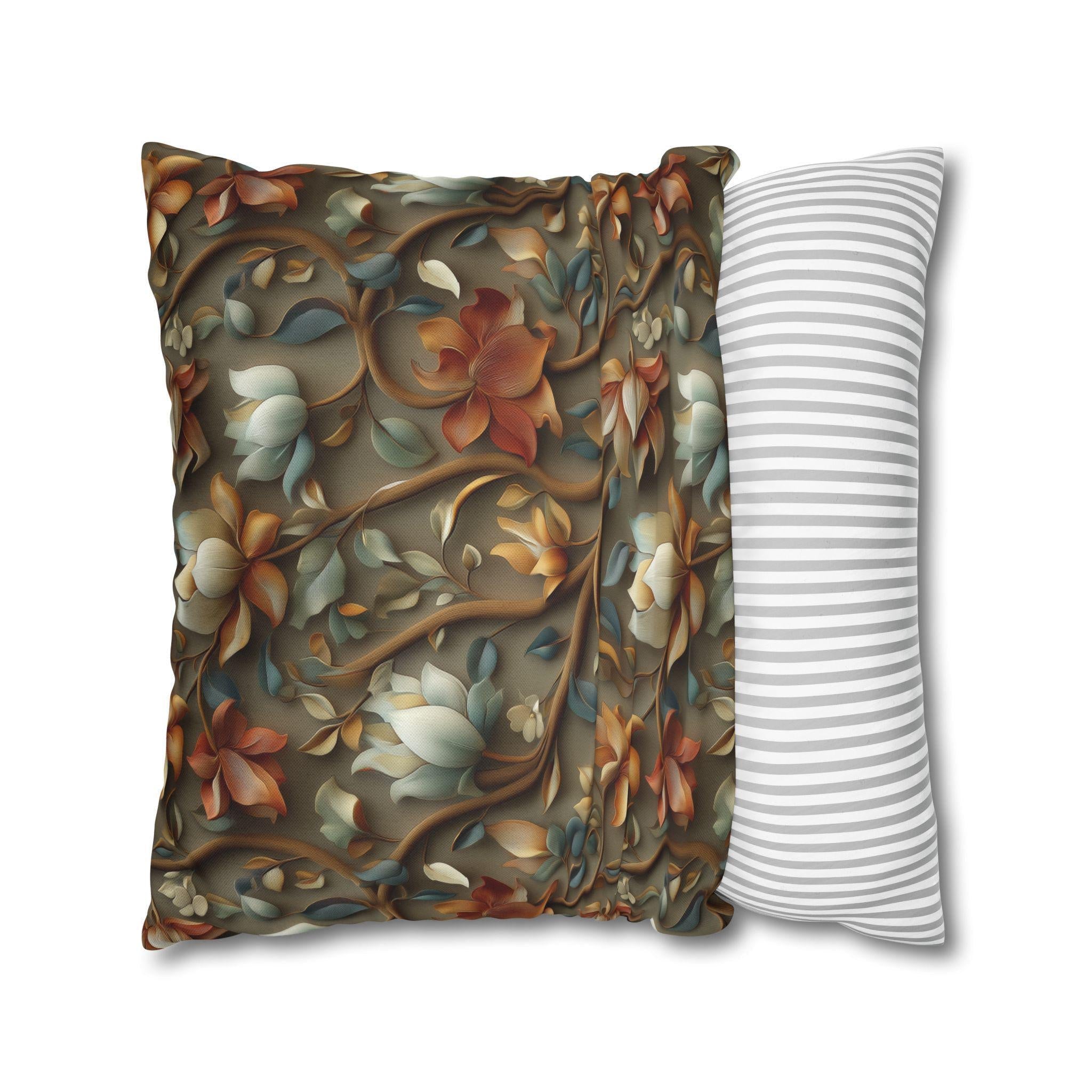 Vintage-Inspired Autumn Floral Pillow Cover: William Morris Style Tapestry Home Accent