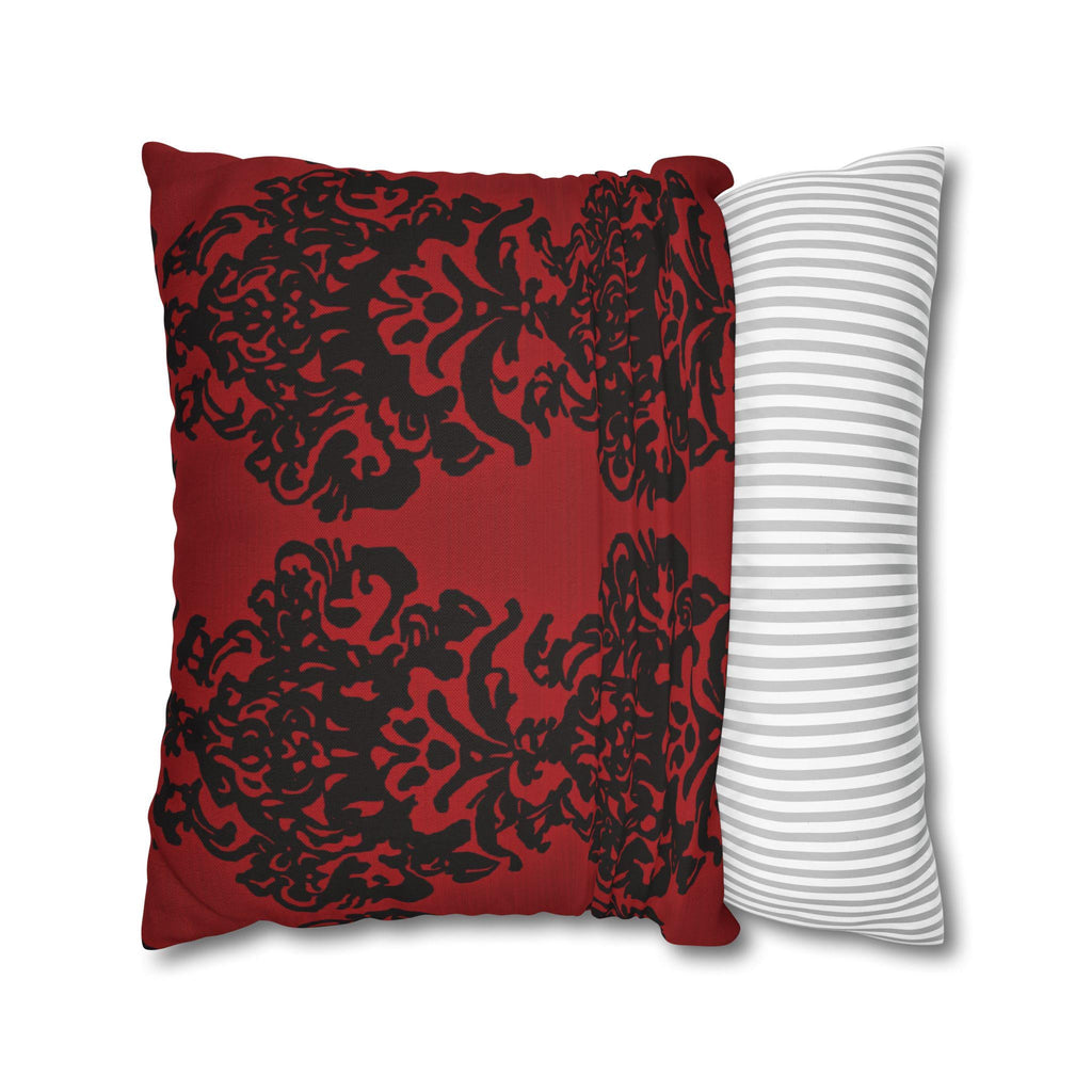Black Damask Pillow Cover: Gothic Crimson Red Accent Pillow