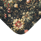 Christmas Tree Bath Mat: Luxe Gold Red & Green on Deep Charcoal Holiday Bath Decor