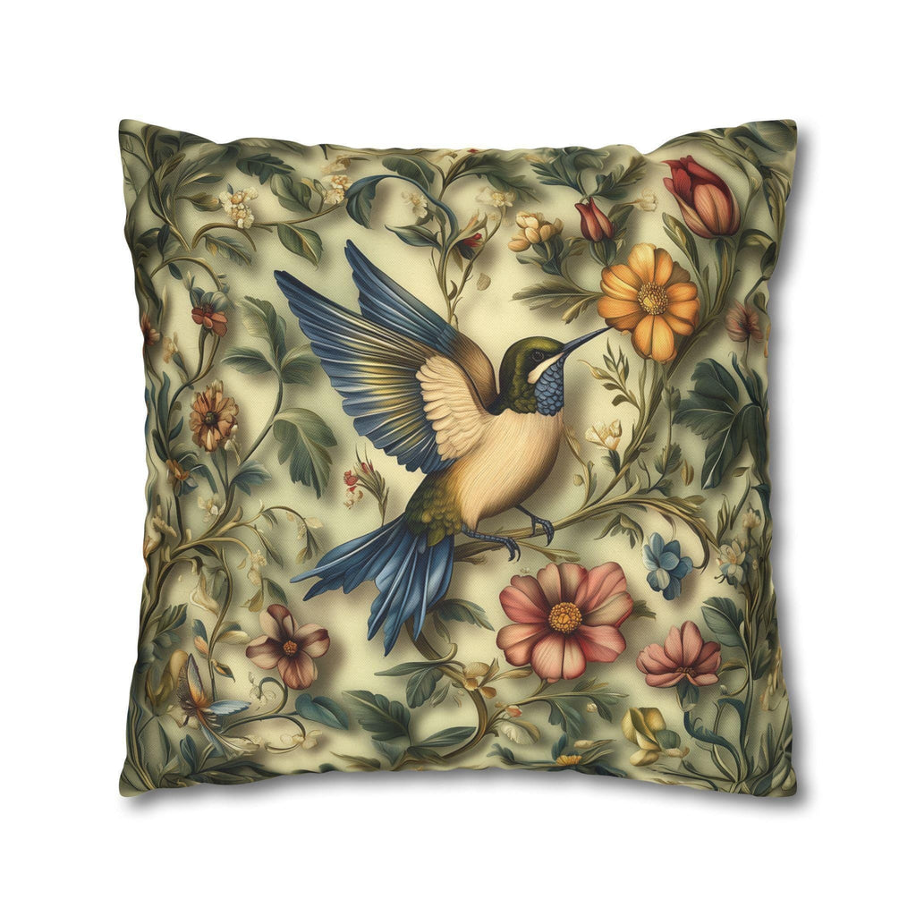William Morris Hummingbird Pillow Cover: Vintage Garden Inspired Arts and Crafts Floral Accent