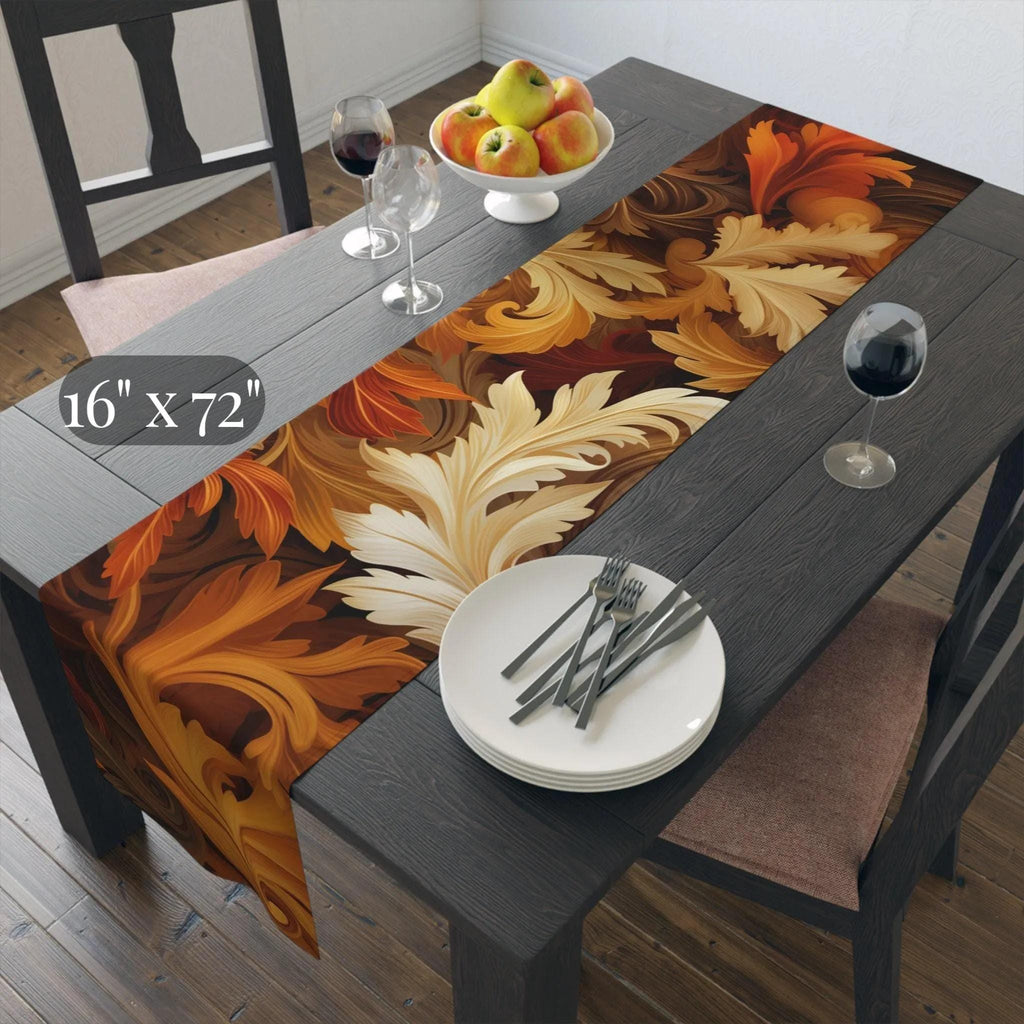 Swirling Autumn Leaves Table Runner: Fall Decor, Hostess Gift