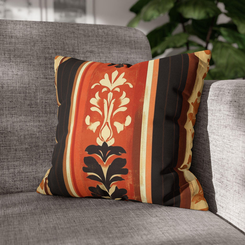 Fall Pillow Cover: Pumpkin Spice Damask Design (14x14 to 20x20 inches)