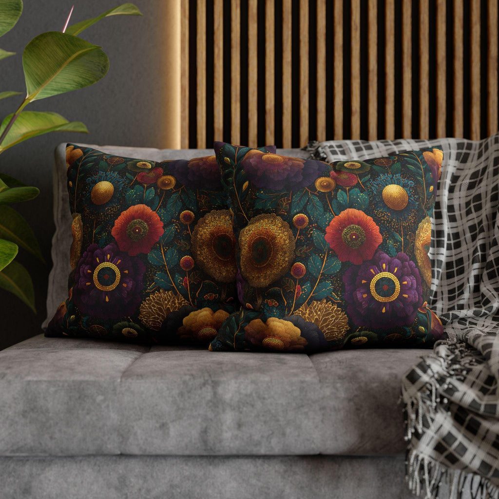 Klimt Botanical Pillow Cover: Jewel Tone Art Nouveau Home Decor