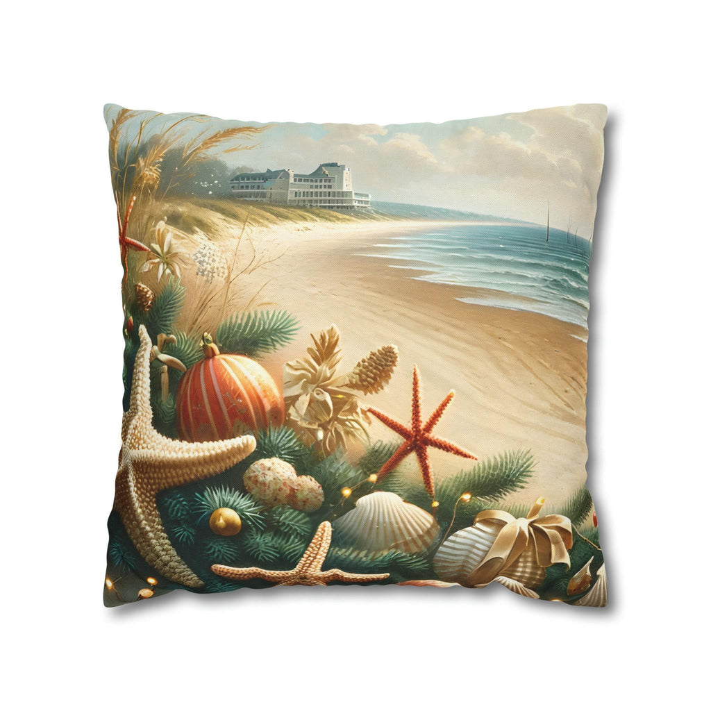 Coastal Christmas Pillow Cover, Starfish & Seashells (Multiple Sizes)