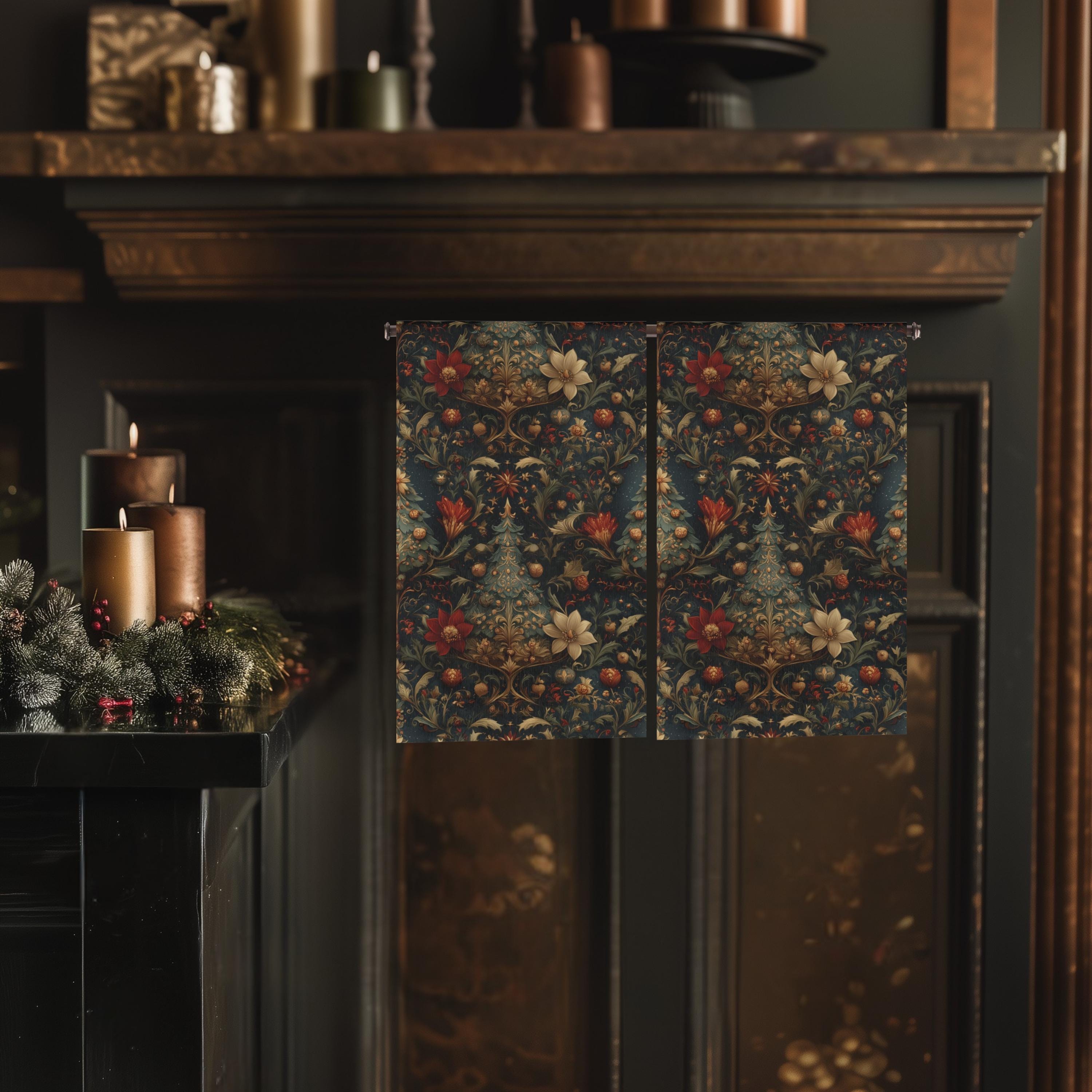 William Morris Christmas Tea Towel: Vintage Floral Holiday Decor