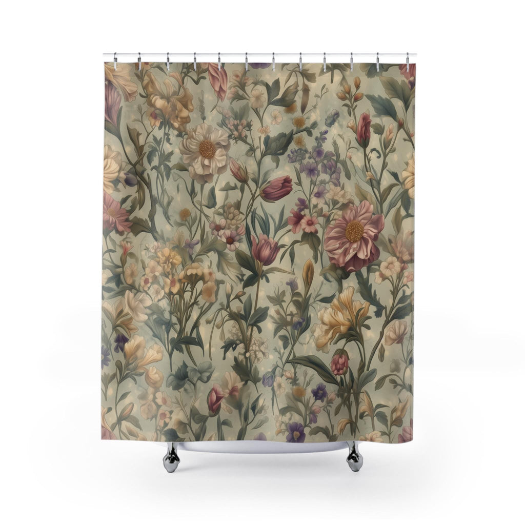 William Morris Botanical Shower Curtain: Vintage-Inspired Floral Tapestry in Soft Earthy Tones