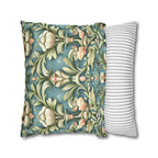 William Morris Inspired Pillow Cover: Teal Floral Botanical Cushion