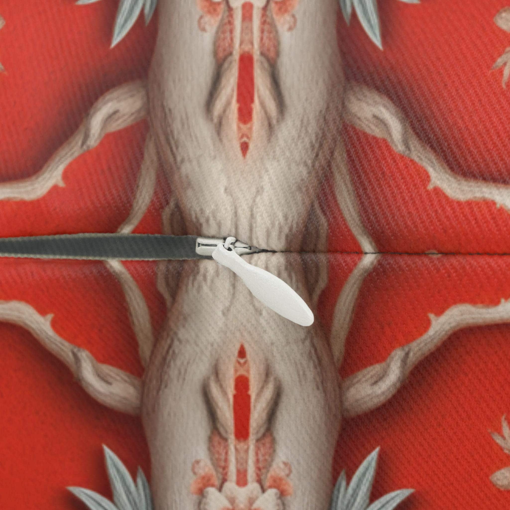 Chinoiserie Lumbar Pillow, Red Floral Oriental Decor, Vintage Style Throw Pillow