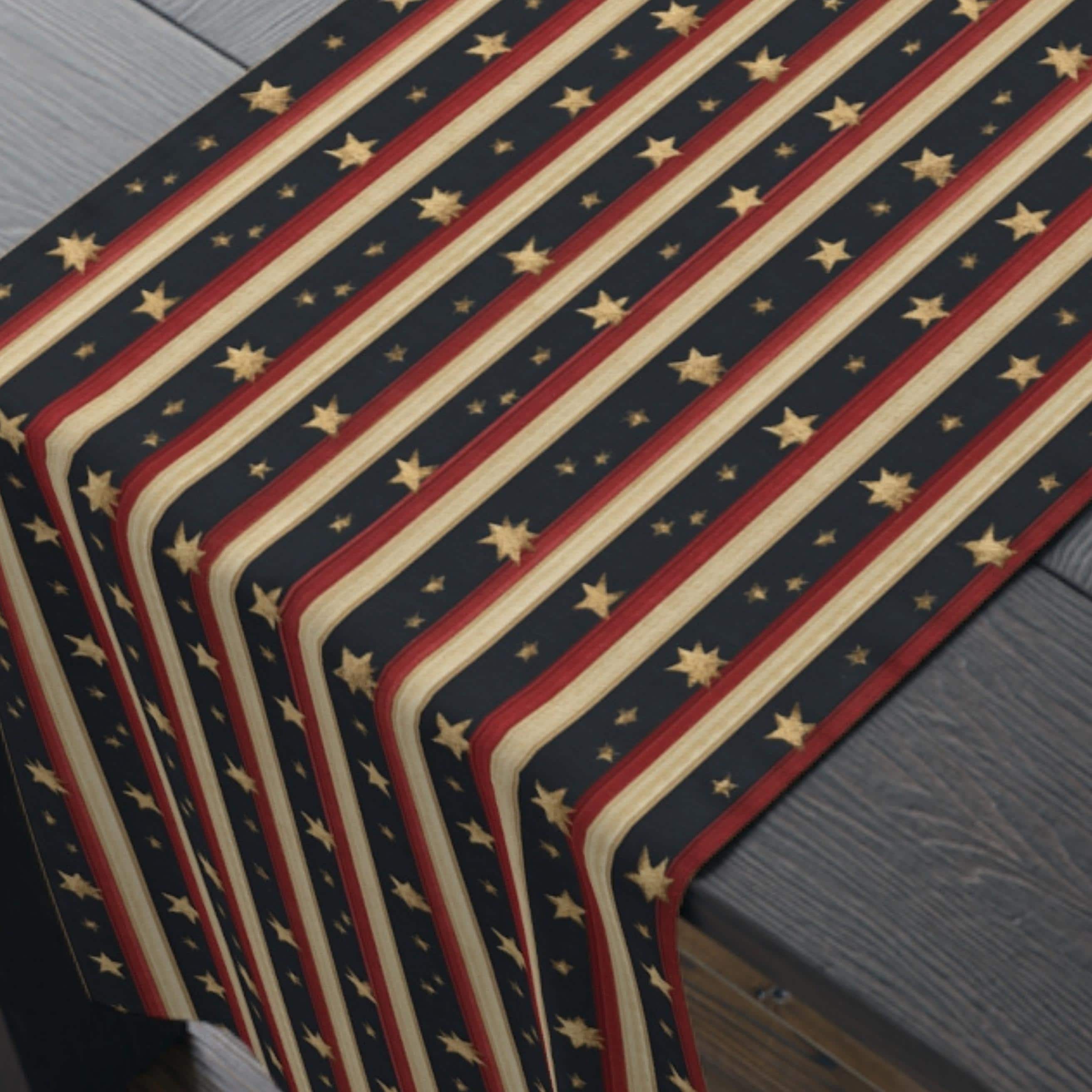 Farmhouse Patriotic Table Runner: Primitive Americana Stripe Decor