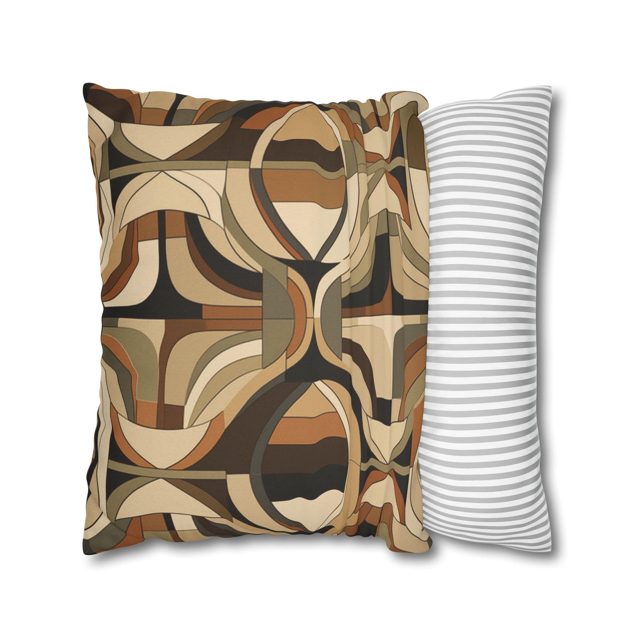 Modern Geometric Throw Pillow Cover, Contemporary Elegance, Sandy Beiges to Deep Rich Browns