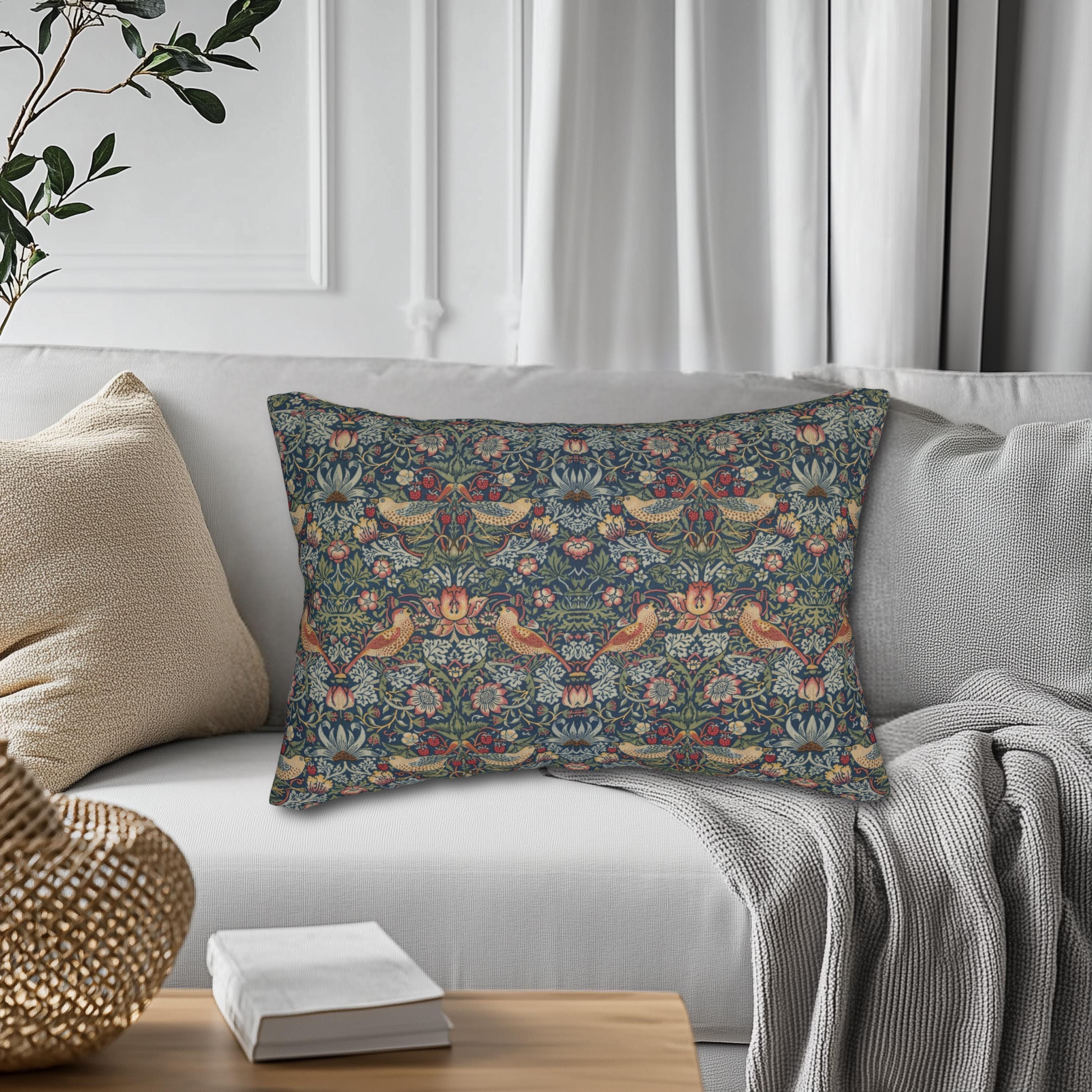 Strawberry Thief Heritage Lumbar Pillow: William Morris Classic Reimagined