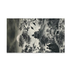 Halloween Toile Hand Towel: Haunted House, Crows and Black Cat in Monochrome