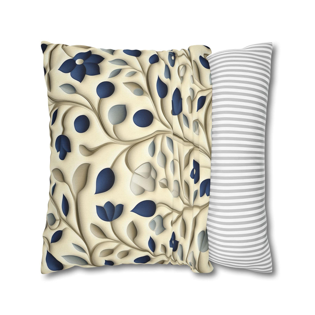 William Morris Inspired Floral Pillow Cover: Navy, Taupe, Cream