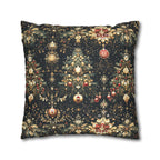 Christmas Tree Pillow Cover: Luxe Gold Red & Green on Deep Charcoal Holiday Decor