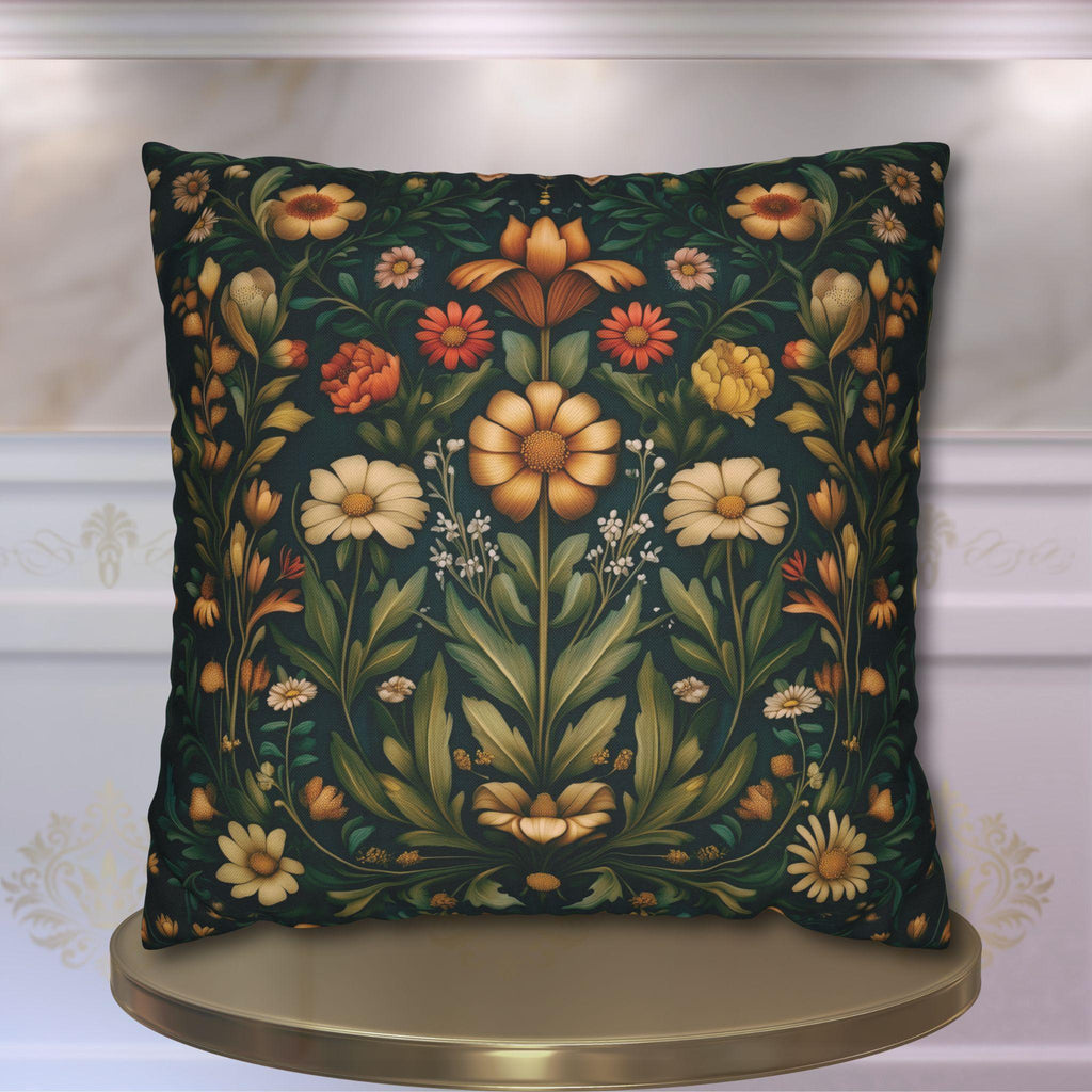 William Morris Throw Pillow Cover - Muted Coral and Leafy Green Florals