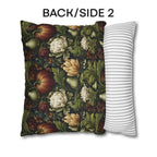 William Morris Inspired Fall Pillow Cover: Pumpkins, Pears, and Ivory Florals on Charcoal