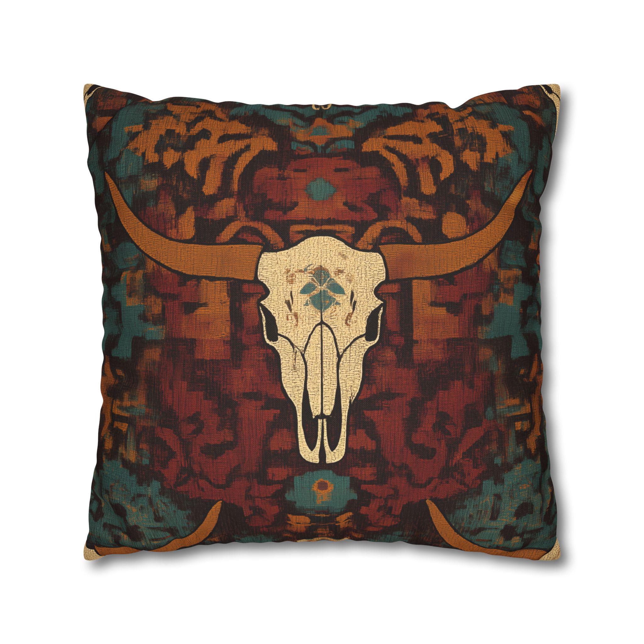 Longhorn Skull Pillow Cover: Southwestern Rustic Ranch Decor