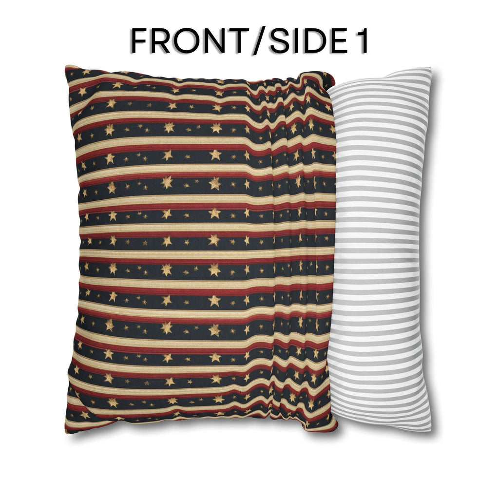 Farmhouse Patriotic Pillow Cover: Primitive Americana Stripe Decor