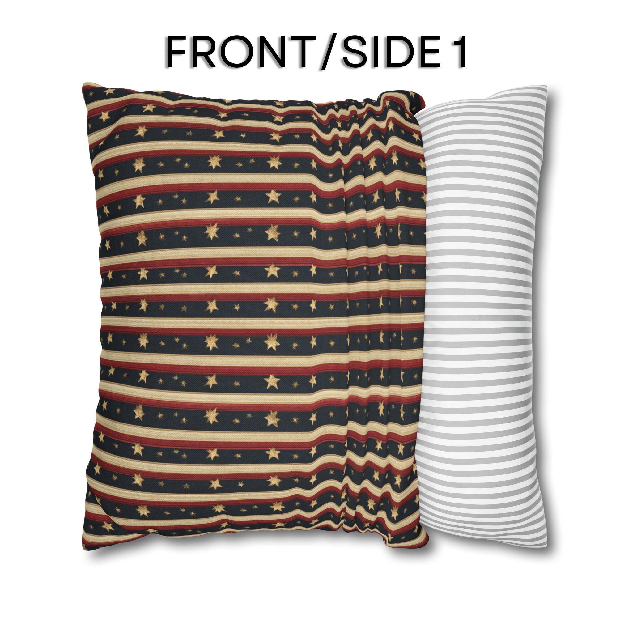 Farmhouse Patriotic Pillow Cover: Primitive Americana Stripe Decor