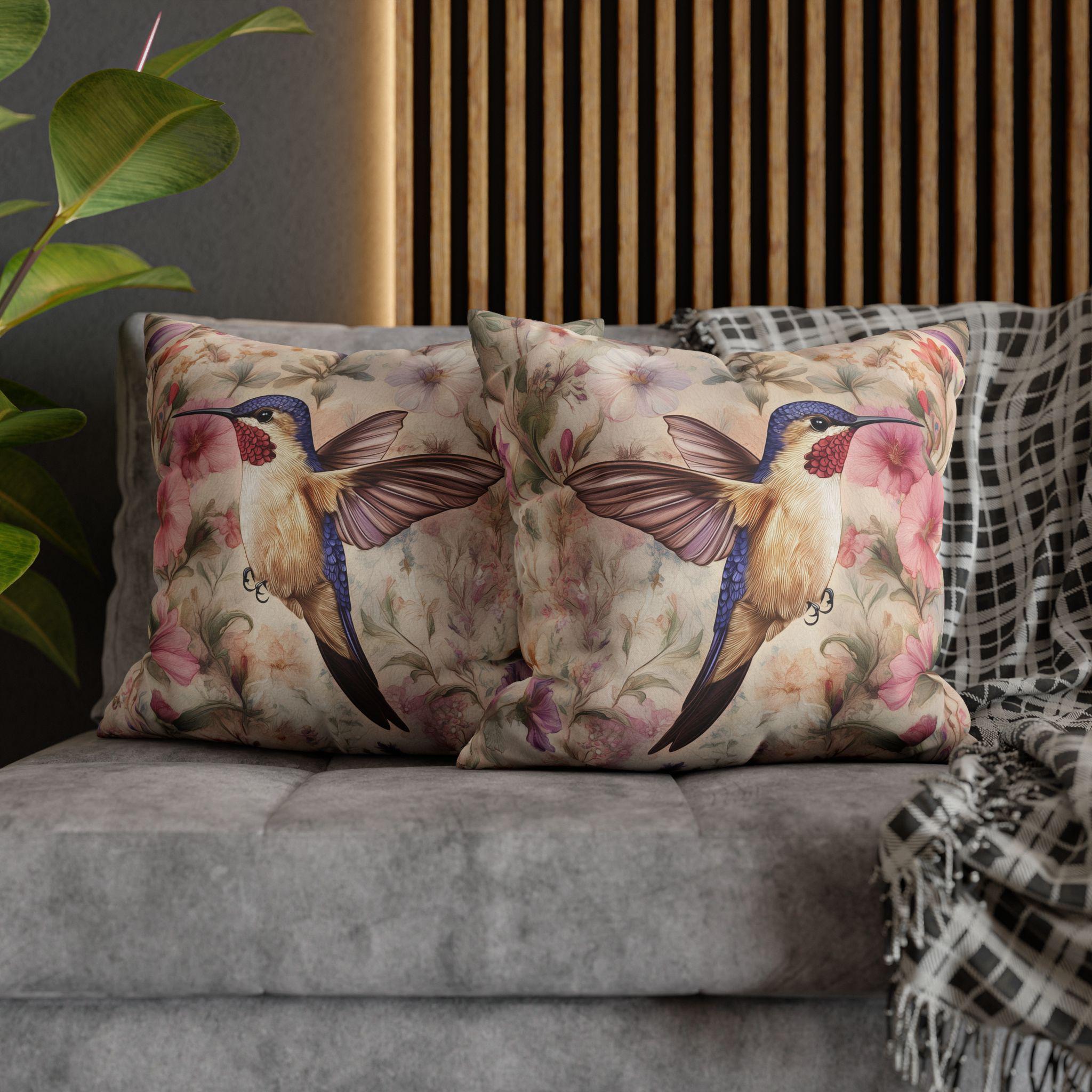 William Morris Hummingbird Cushion Cover: Vintage Style Floral Blush Garden Cottagecore Pillow Case