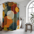 Retro Fabric Shower Curtain: Earthy Mid-Century Modern Design