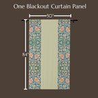 William Morris Pimpernel-Inspired Blackout Panel Curtain: Modern Blue Coral Pink Botanical