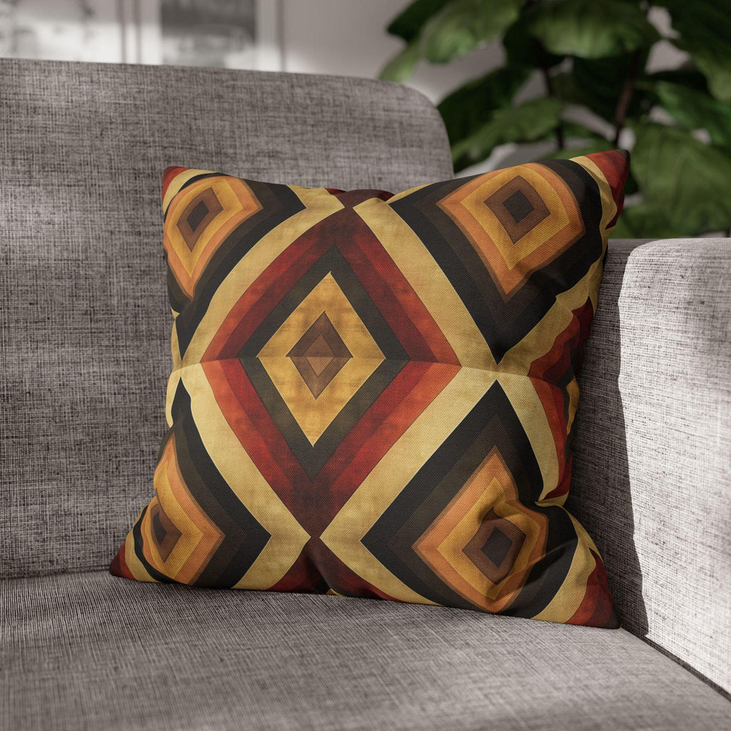 Southwestern Geometric Pillow Cover - Warm Tones, Layered Diamond Pattern
