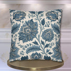 Blue Country Farmhouse Pillow Cover: William Morris Inspired Toile Floral Accent