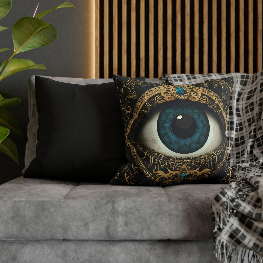 Evil Eye Symbol Pillow Cover | Protective Talisman with Baroque Embellishments | Cultural & Mystical Decor