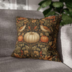 Pumpkin Thief Pillow Cover: William Morris Inspired Autumn Botanical Birds