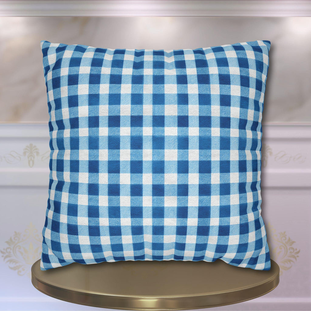 Blue Gingham Plaid Pillow Cover: Classic Farmhouse Check Accent