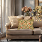 William Morris Strawberry Thief Inspired Lumbar Pillow: Sage, Terracotta, Cream Pillow
