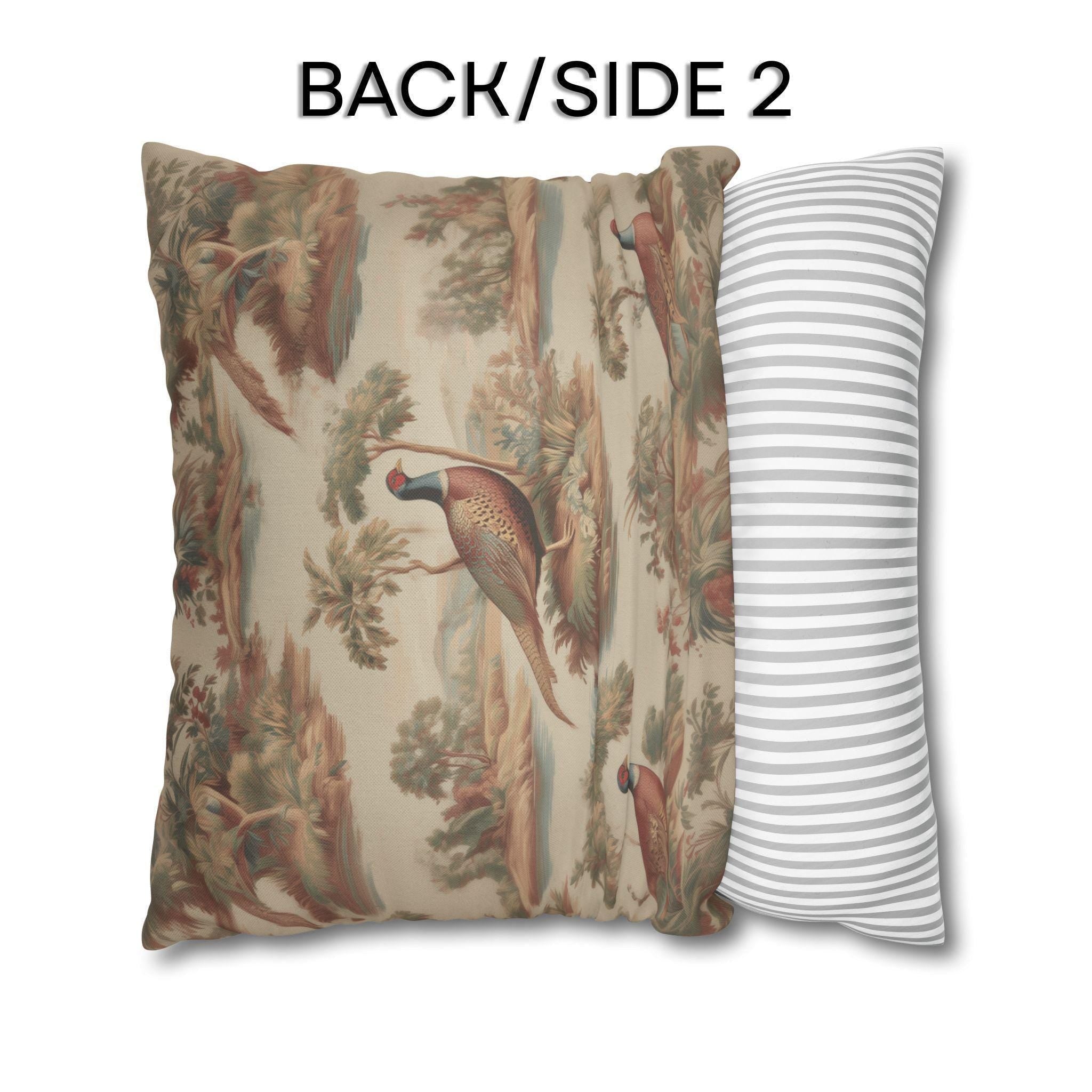 French Toile Pheasant Pillow Cover: Vintage Style Country Bird Scene