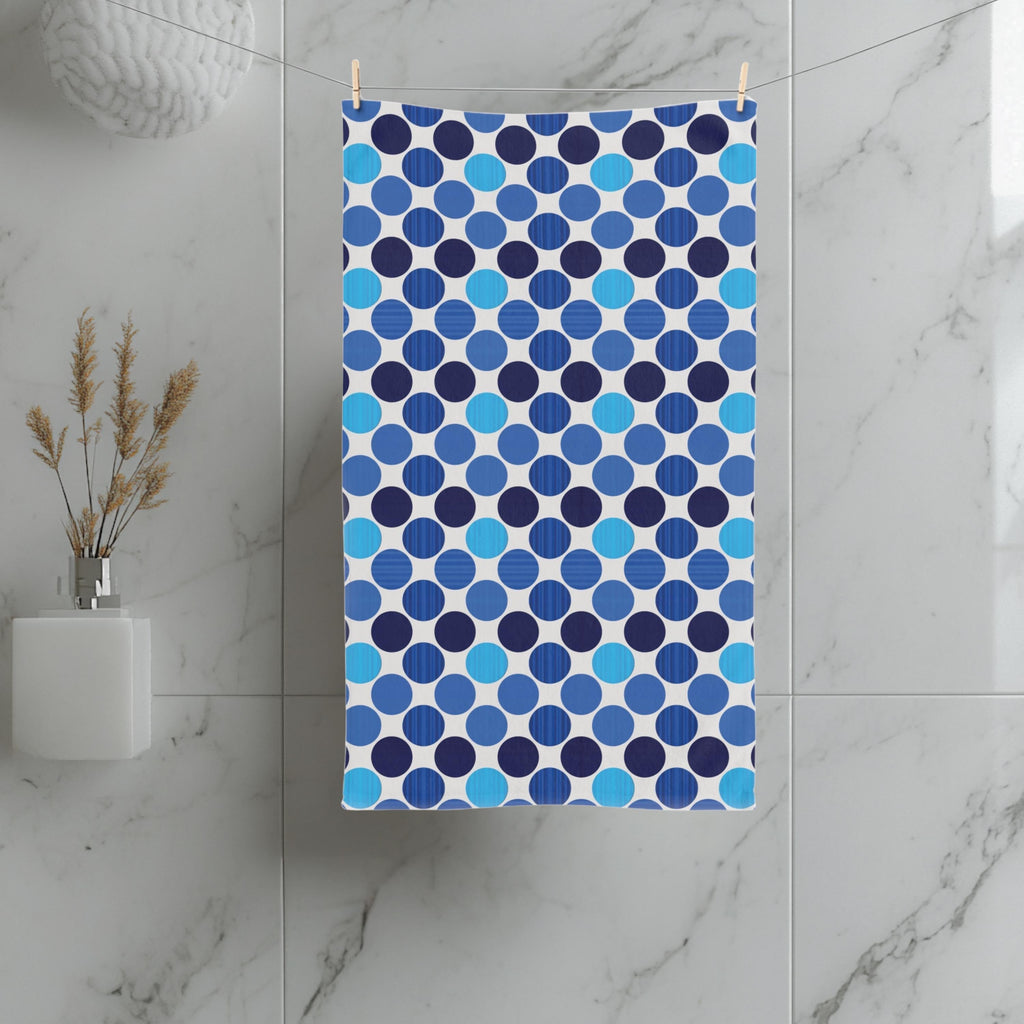 Bauhaus Hand Towel: Retro Mid Century Modern Polka Dot Decor