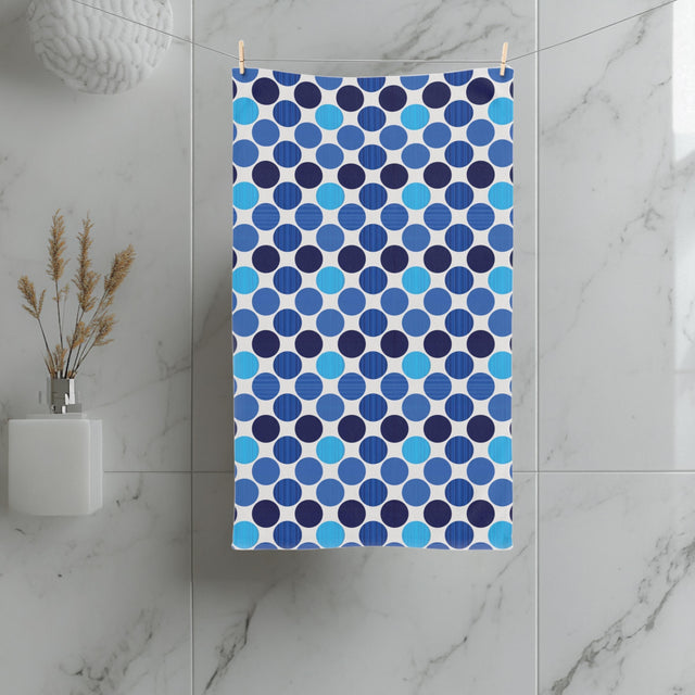 Bauhaus Hand Towel: Retro Mid Century Modern Polka Dot Decor